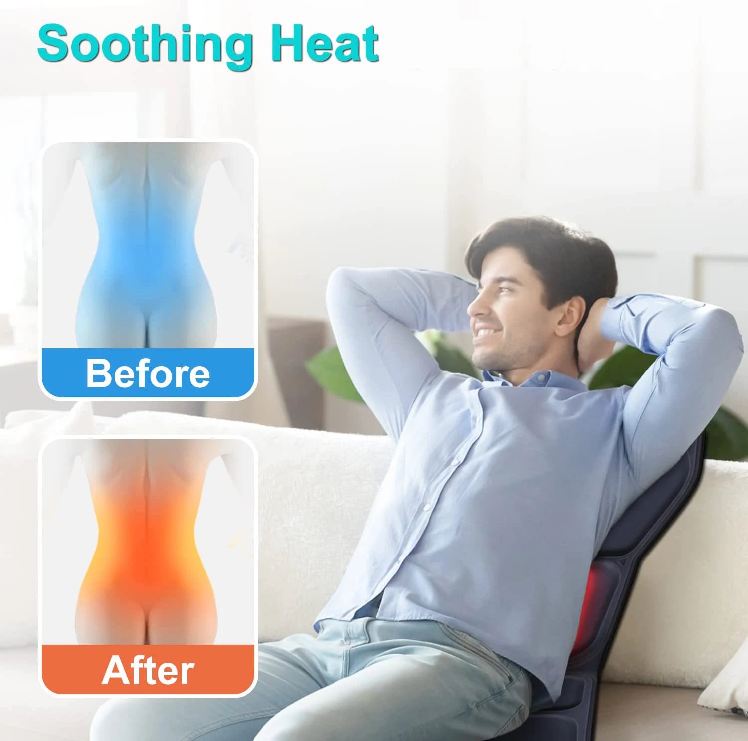 Heated Massage Seat Cushion for Back, Neck and Waist - Portable Relief Relaxation Treatment Tidesmit