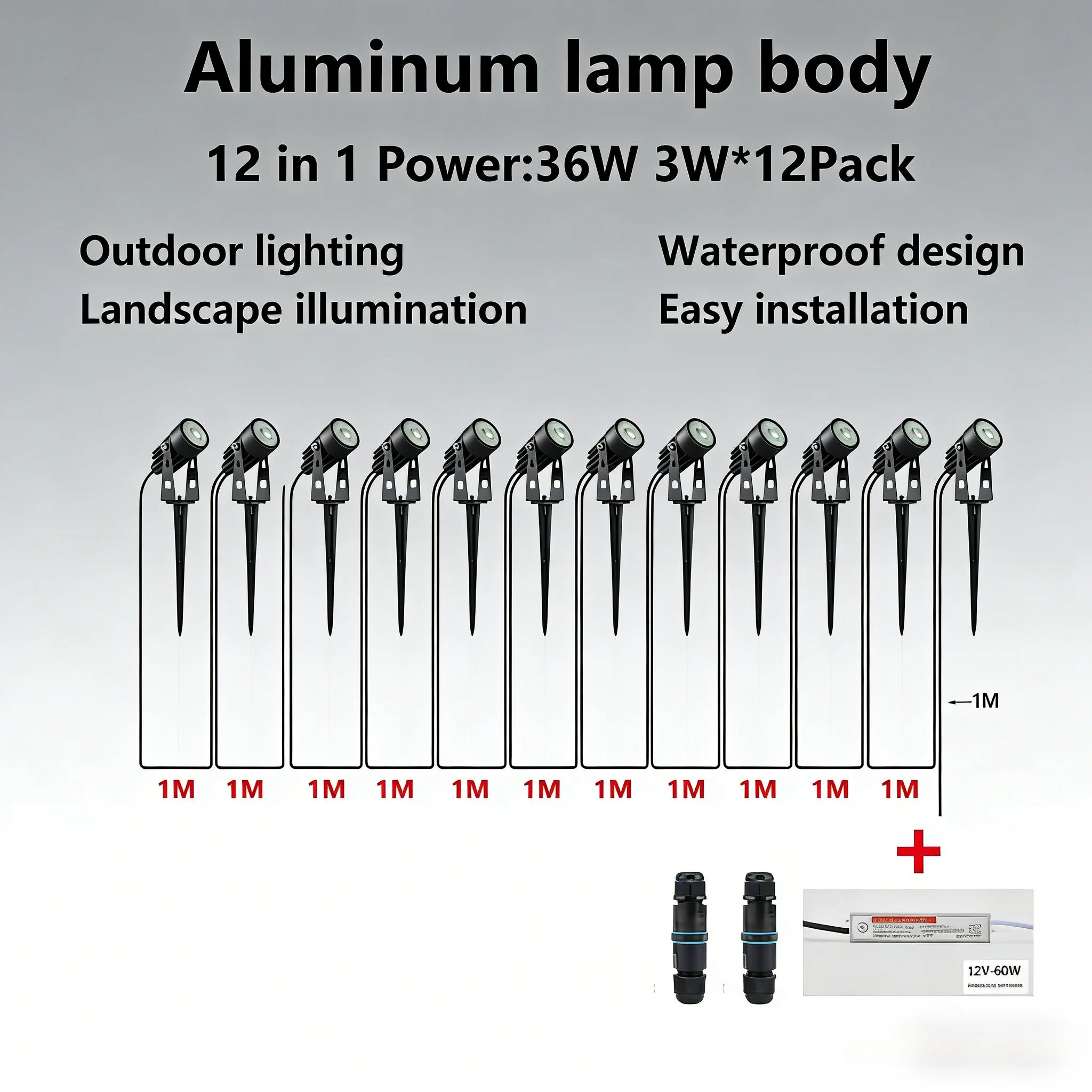 24V Low Voltage LED Garden Spot Lights 6-14Pack IP65 Waterproof + Transformer Outdoor Yard Patio Pathway Decorative Lighting