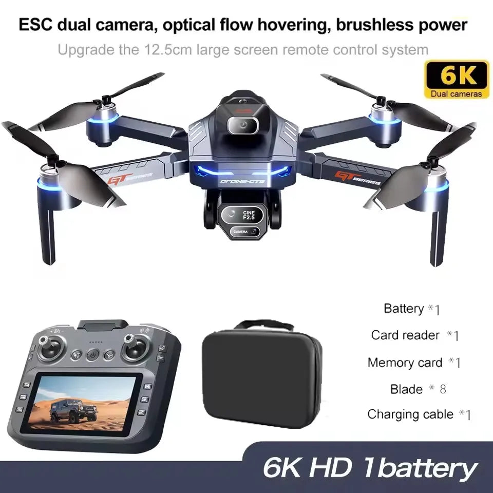 8K HD Camera Drone with GPS and Obstacle Avoidance - Foldable Quadcopter GT8 6k-Battery1 China Mainland Tidesmit
