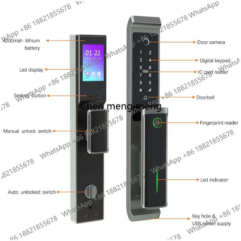 New Bluetooth TTlock App Security Door Camera Lock Video Fingerprint Household Electric Automatic Deadbolt Smart Door Lock