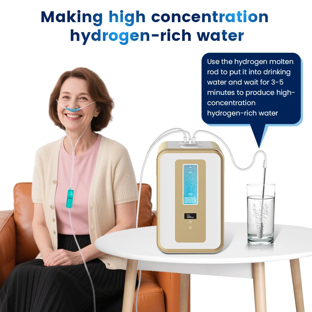 Tidesmit Cawolo 300ml hydrogen water generator side profile showing dual H2 and O2 HHO gas inhalation outlets