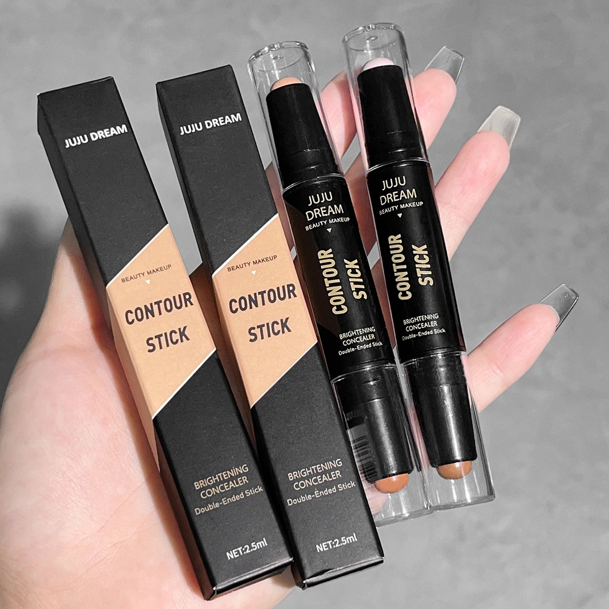 Tidesmit double-headed contour and highlighter stick for nose shading and lying silkworm definition makeup detail view