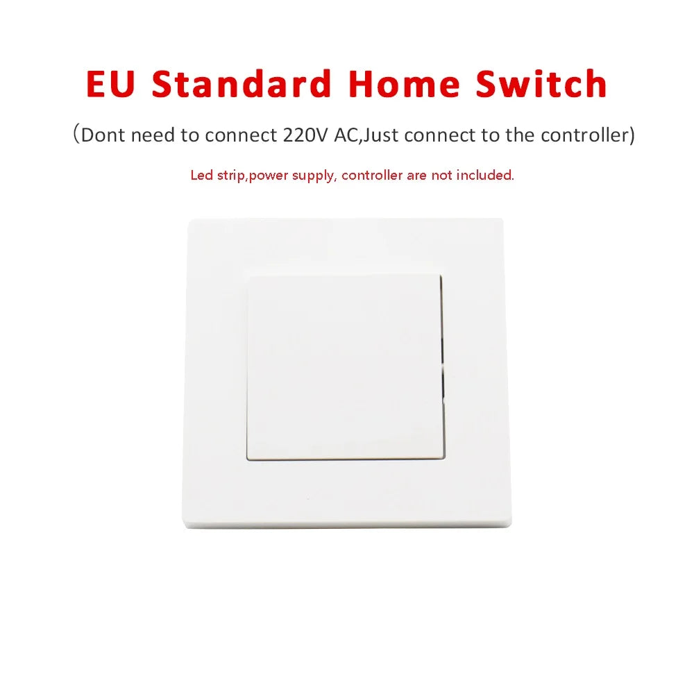 EU standard home wall switch with white faceplate for LED controller