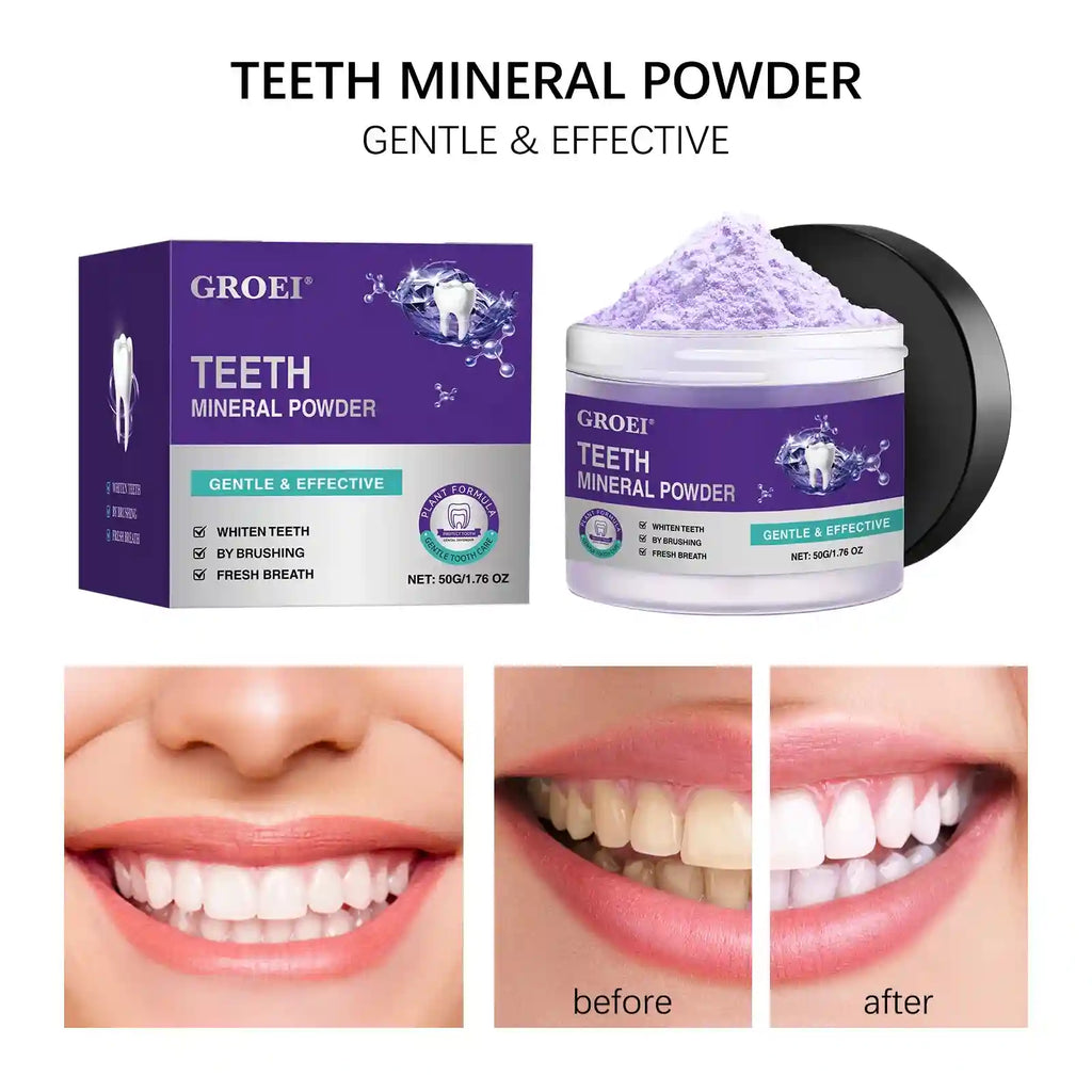 Tidesmit Hydroxyapatite Purple Teeth Whitening Powder removing dental plaque stains for fresh breath