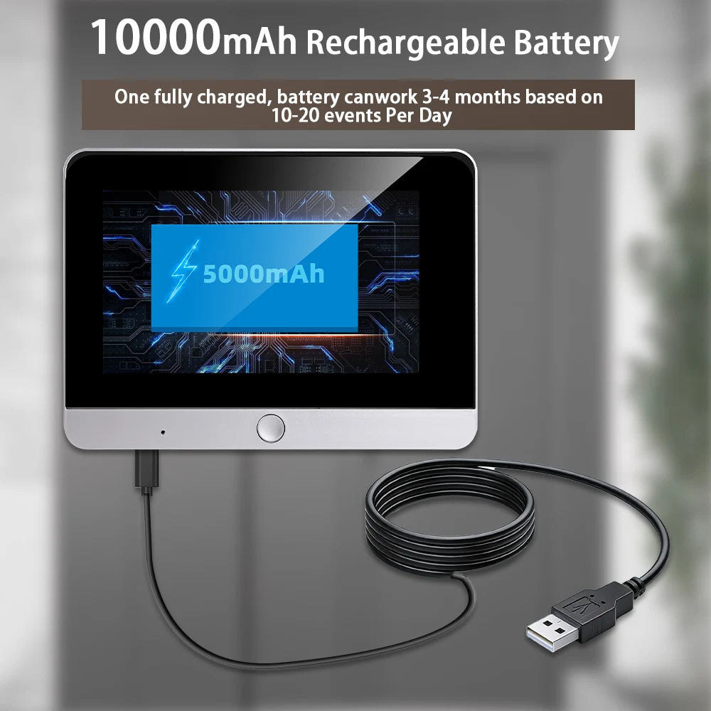 Tuya Smart 5 inch LCD Video Door Peepholes 2.4G Wifi 1080P Security Home Door Camera 10000mah Battery 24-hour Recording Setup