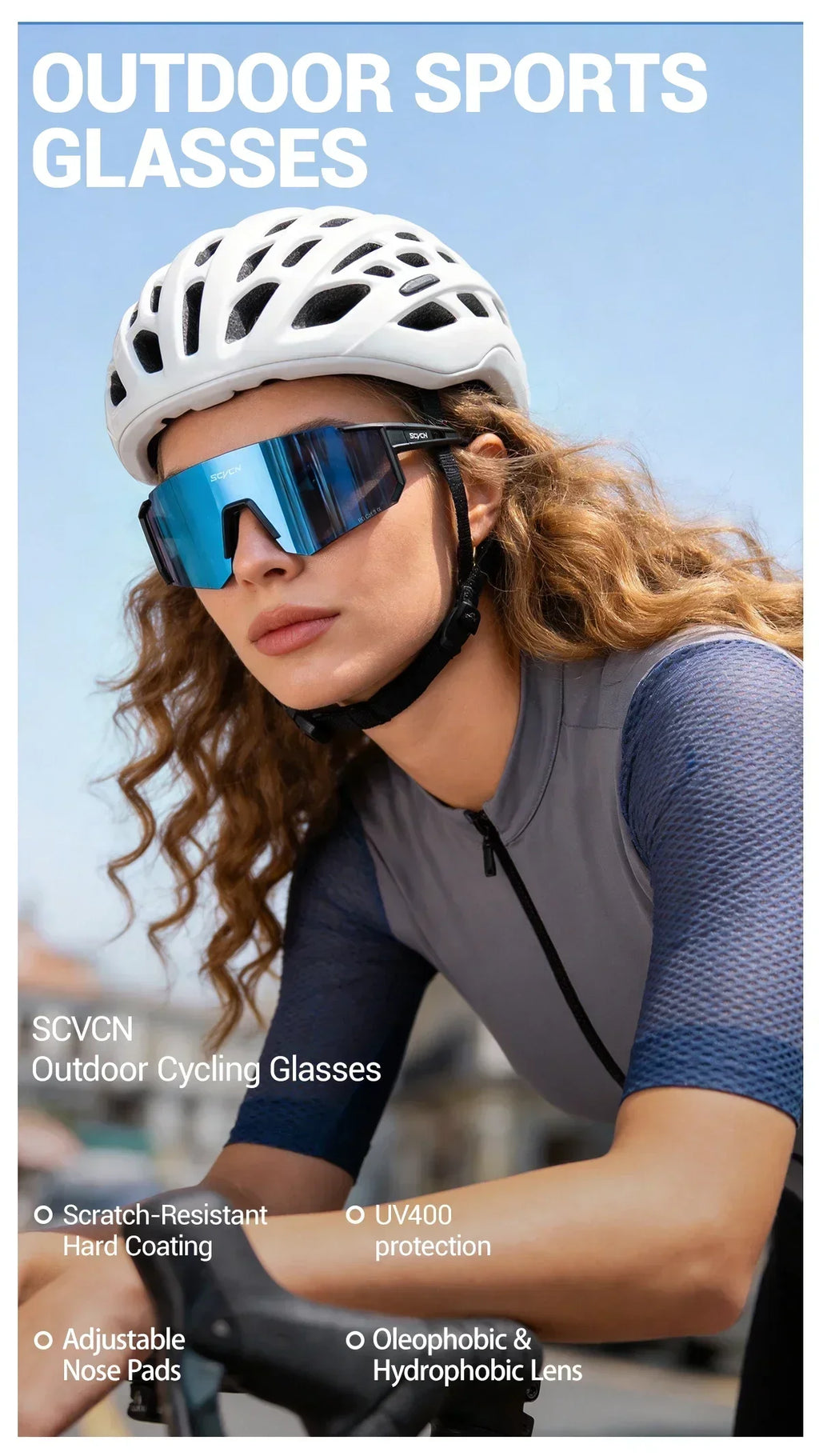 SCVCN Hot Outdoor Sport Cycling Sunglasses MTB Bike Cycling Hiking Eyewear Running Men Women Pickleball UV400 Windproof Goggle