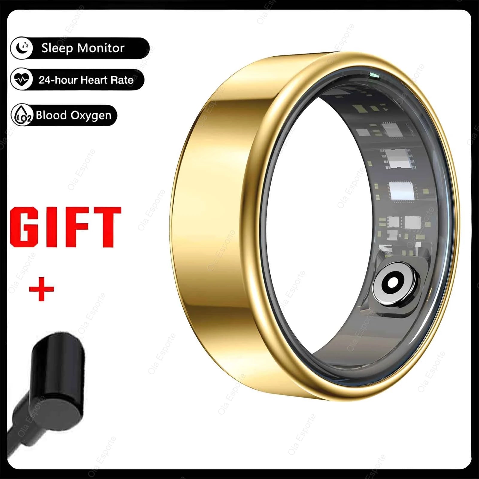 R09 Smart Ring Men Women with Charging Case,Heart Rate Blood Oxygen,Skin Temperature Monitor,5ATM Waterproof For Android iOS