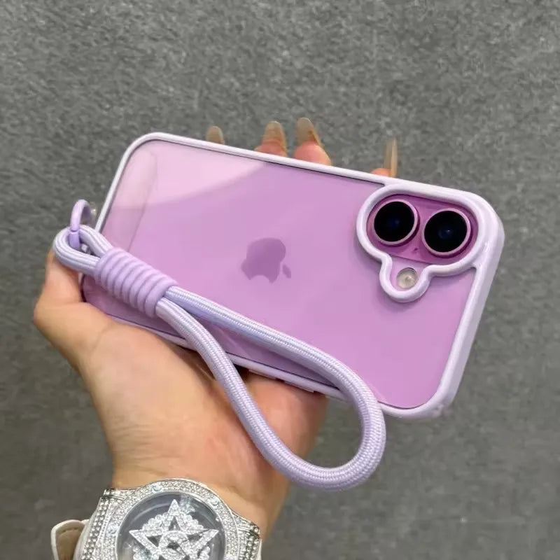 iPhone 16 Shockproof Case with Lanyard - Clear Slim Fit Acrylic Bumper Tidesmit
