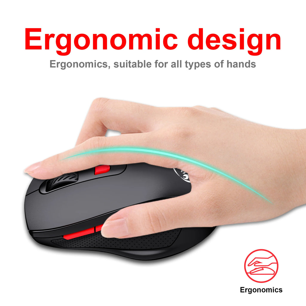 HXSJ Ergonomic 2.4G Wireless Gaming Mouse - Optical, 3-Level Adjustable Resolution, Comfortable Design for Laptop Desktop Mac