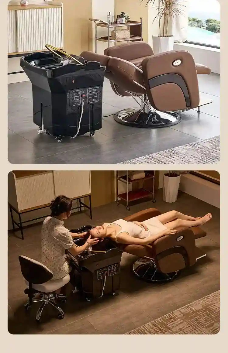 Portable Shampoo Bed with Water Tank - Mobile Spa Chair Black/White Massage Chairs Tidesmit