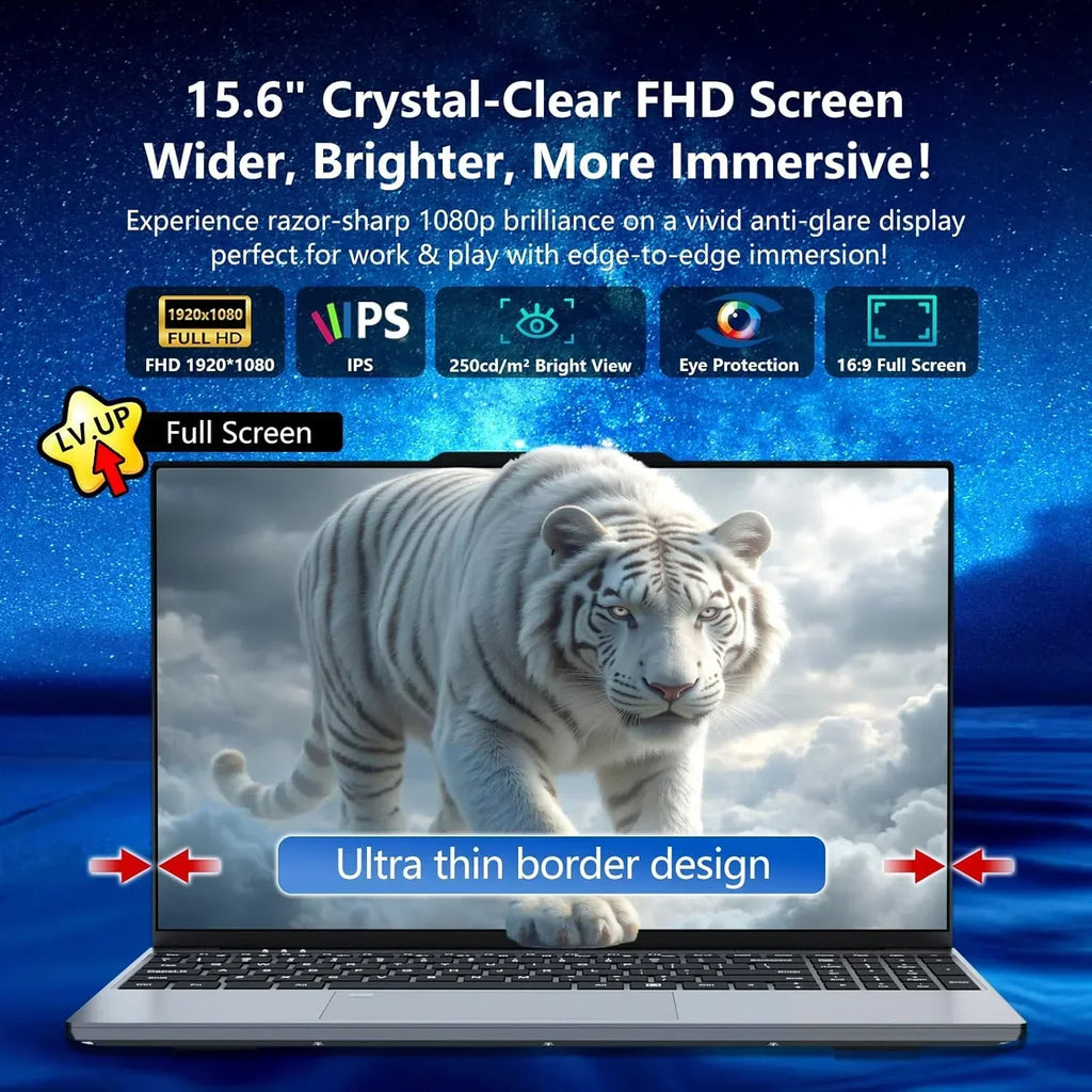 15.6" 120Hz FHD IPS Laptop Intel Core I7-8650U 32GB RAM 2TB SSD Backlit Keyboard Long Battery Notebook