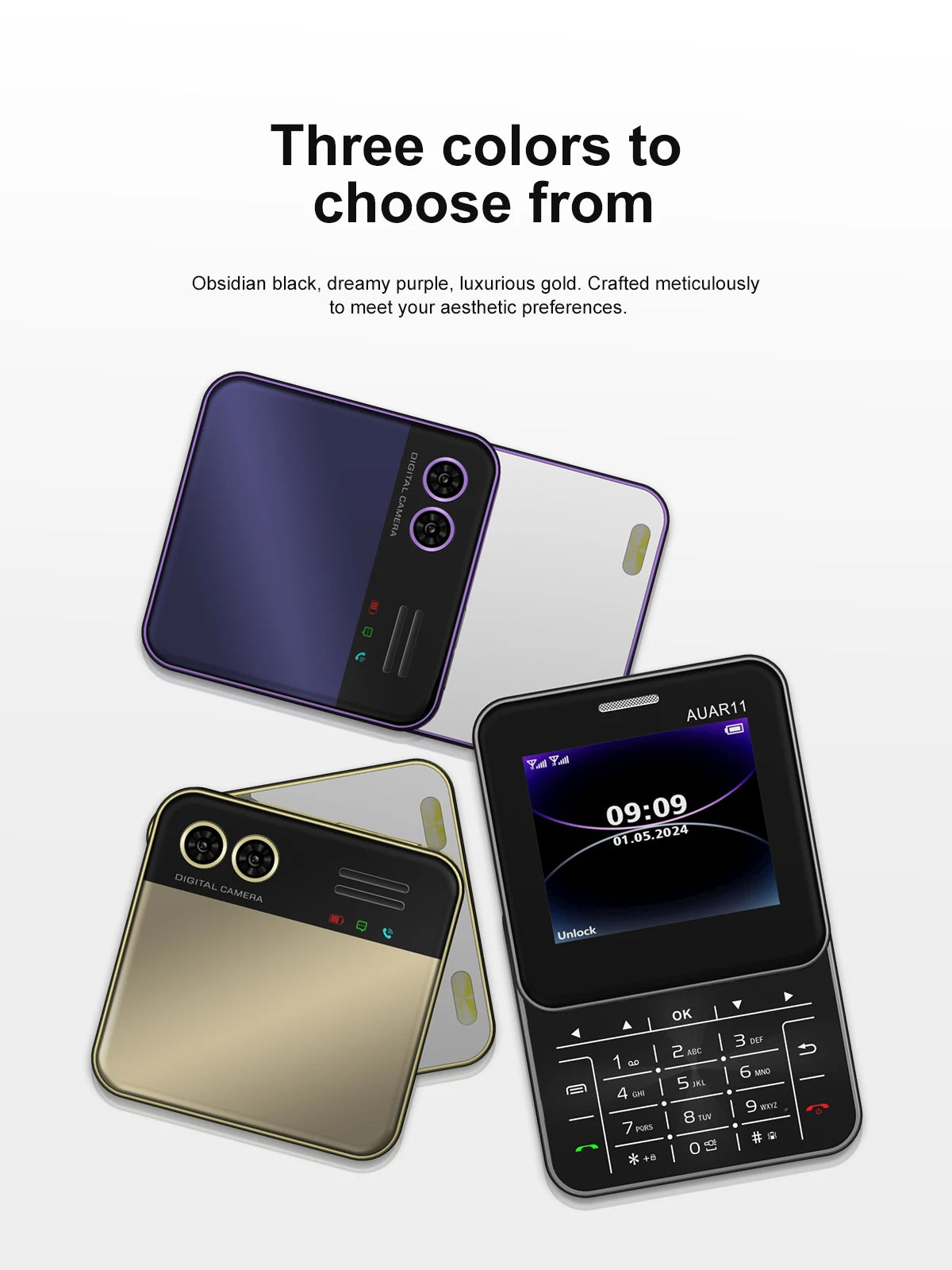 Low Price Sale SERVO AUAR11 2G GSM Rotate Screen Dual SIM Speed Dial Magic Voice Flashlight 2.4" Side Slider Square Cellphones