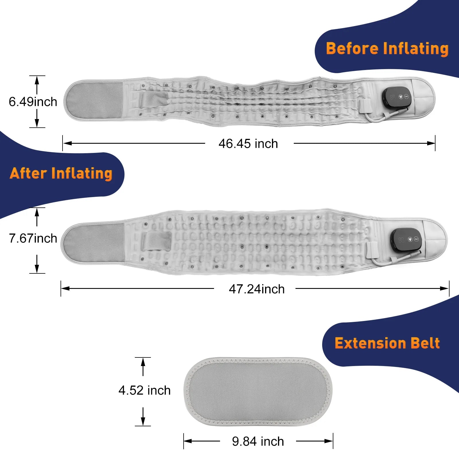 Lumbar Decompression Belt with Red Light Therapy and Vibration Support Fascia Gun Tidesmit