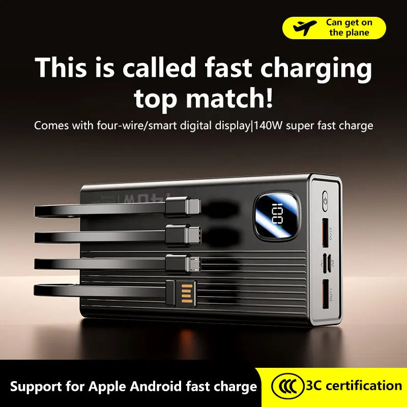 Tidesmit 200000mAh Portable Power Bank - Fast Charging USB-C Travel Battery Tidesmit