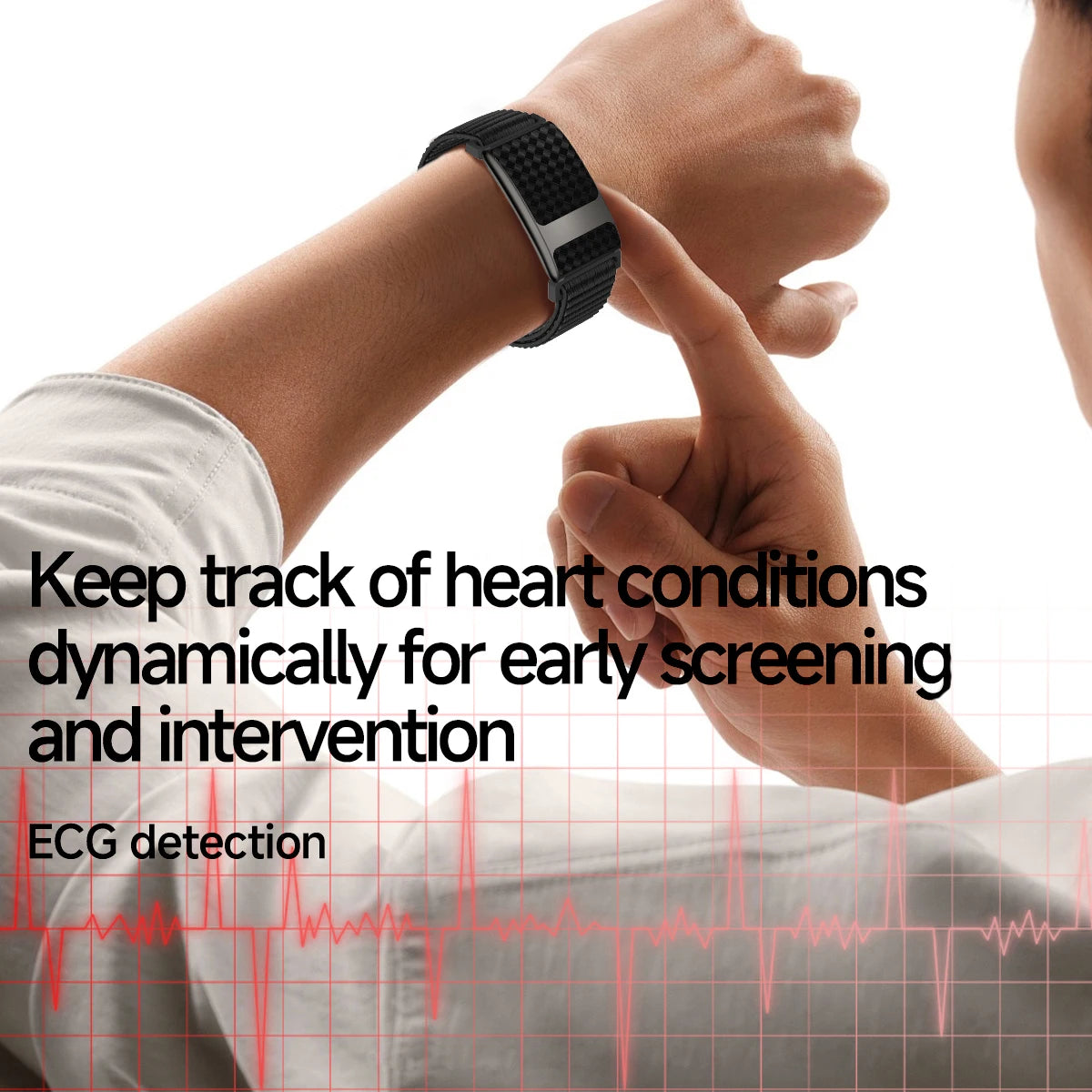 VWAR FLOW ECG Smart Fitness Bracelet Heart Rate Blood Oxygen Sleep Monitor Body Temperature Stress Tracker Women Men Health Band