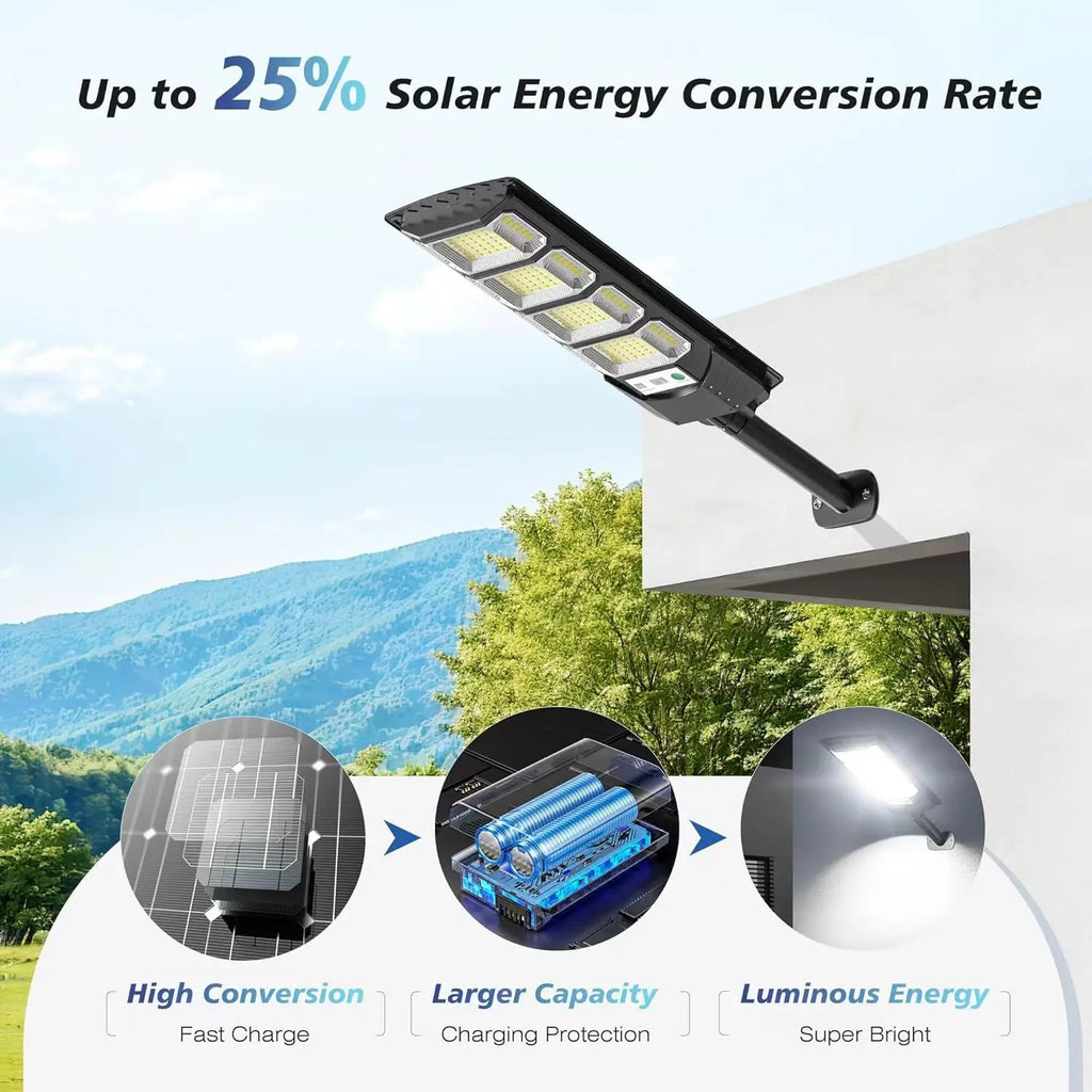120000LM Solar Light Commercial LED Outdoor Dusk To Dawn Solar Street Light Road Area Lamp Waterproof Backyard Security Lighting