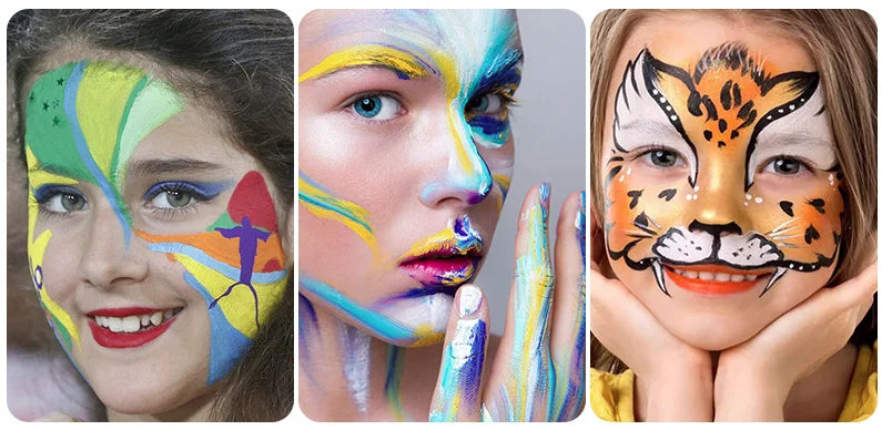 Tidesmit 12 color water soluble rainbow face paint palette for Halloween carnival cosplay makeup texture swatch