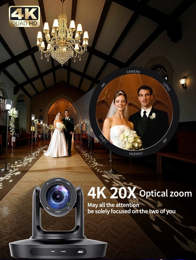 PTZ Camera 4K 20X Zoom Video Conference Camera Kit Church Meeting Live Broadcast PTZ Camera Controller for Video Conferencing