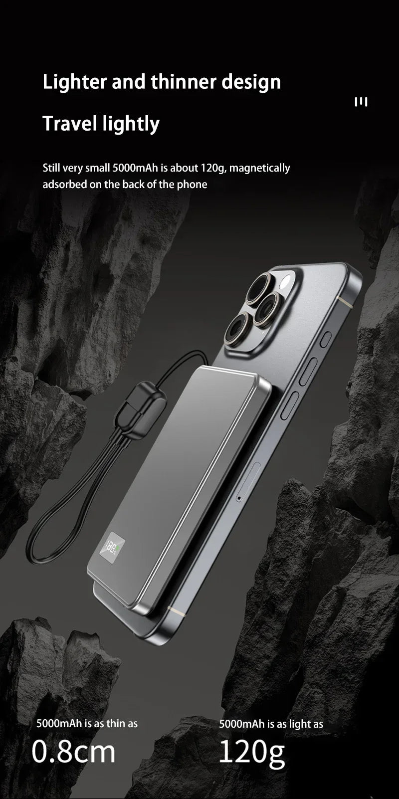 Magnetic Portable Charger 50000mAh - 22.5W Fast Charging Power Bank Tidesmit