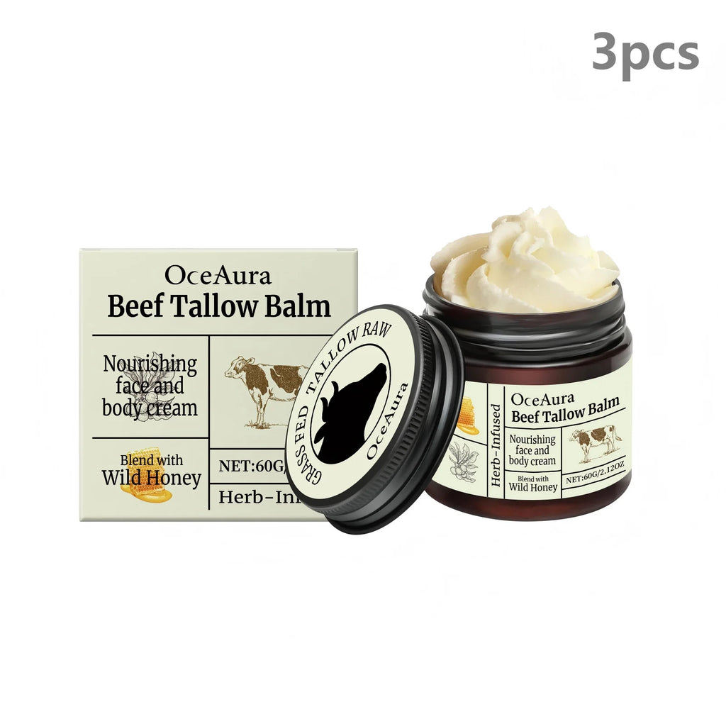 OceAura Beef Tallow Honey Balm Smooth Skin Barrier Repair Care Anti Cracking Body Moisturizer Olive Oil Nourishing Face Cream