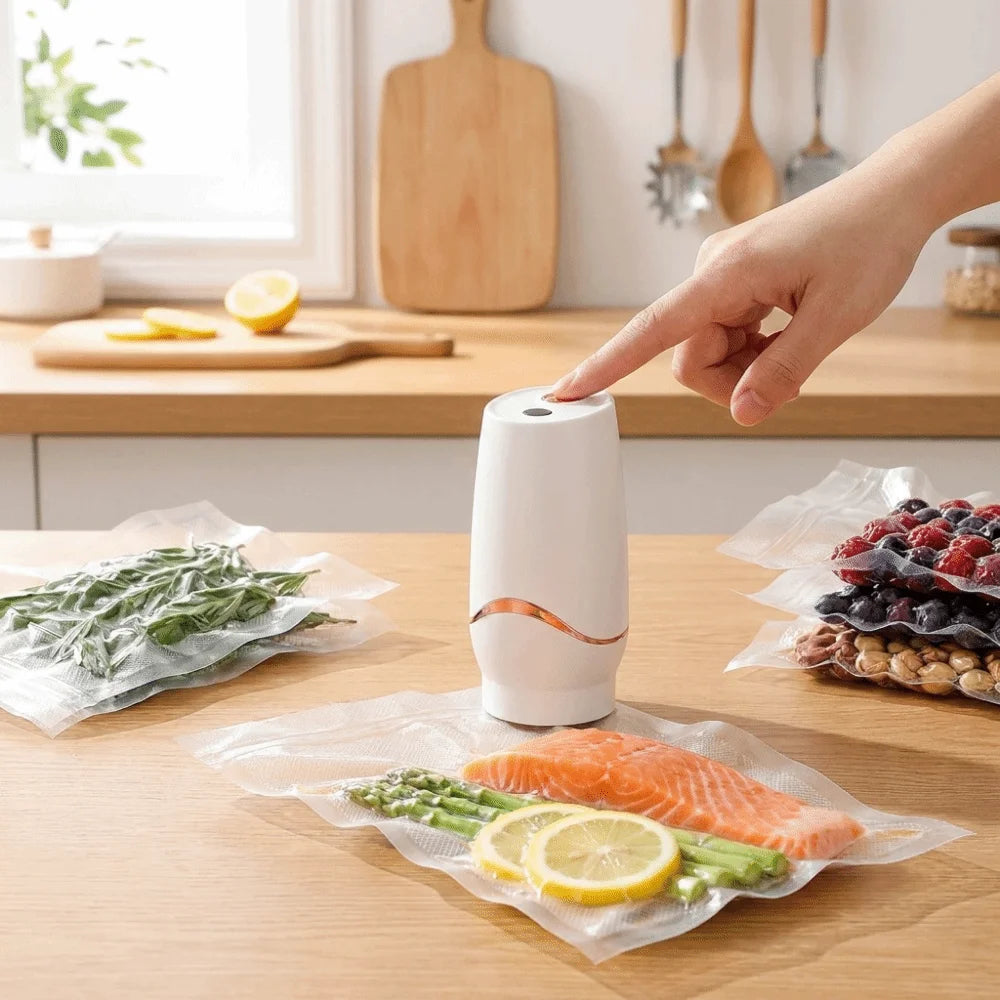 Wireless Electric Vacuum Sealer Pump Space Saving Labor Saving Vacuum Bag Pump Rechargeable Handheld