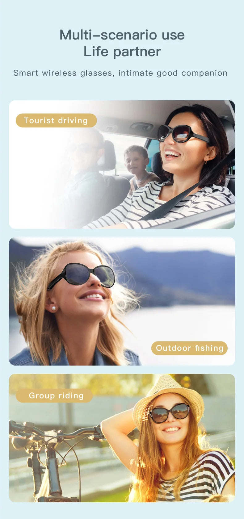 Smart Bluetooth Sunglasses with Spatial Audio and UV Protection Tidesmit