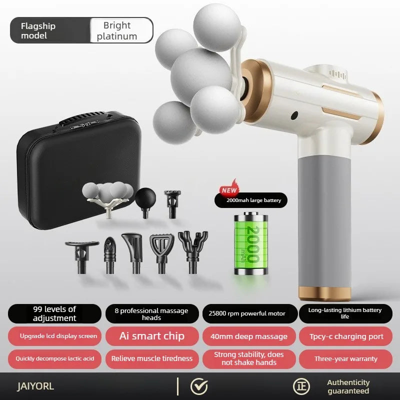 Fascia Gun Massager – Deep Tissue Percussive Therapy Tool Fascia Gun upgrade white Type C Charge Tidesmit
