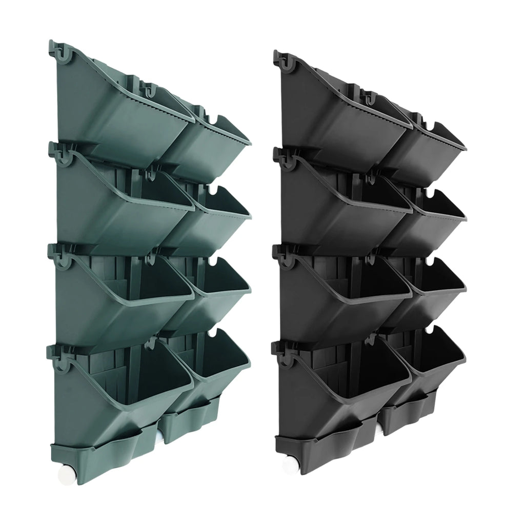 8PCS Wall-Mounted Planter, Vertical Garden Planter, Wall-Mounted Planter for Indoor and Outdoor Decor Black/Green