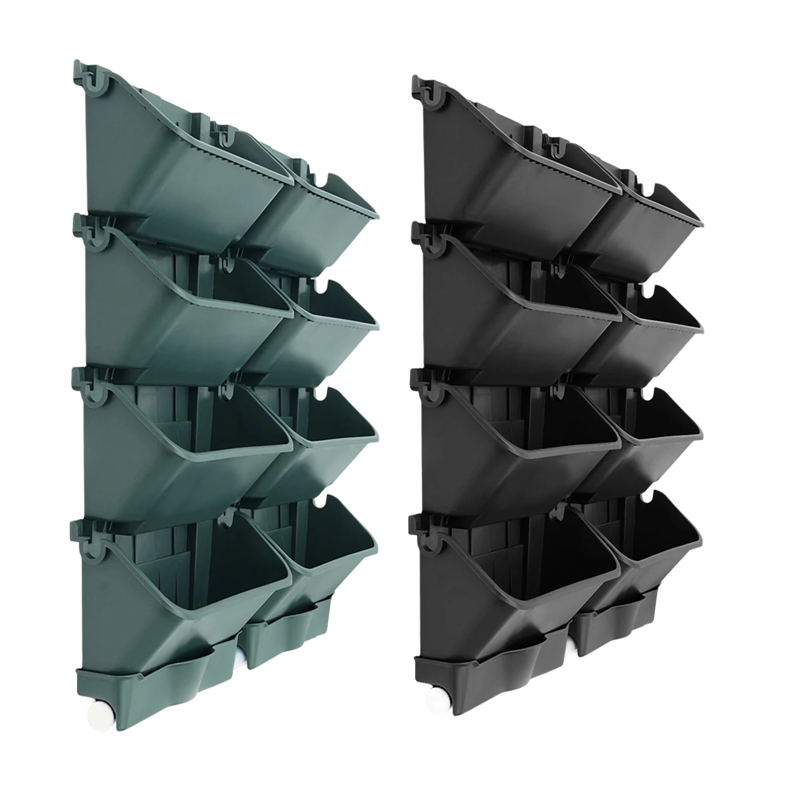 8PCS Wall-Mounted Planter, Vertical Garden Planter, Wall-Mounted Planter for Indoor and Outdoor Decor Black/Green