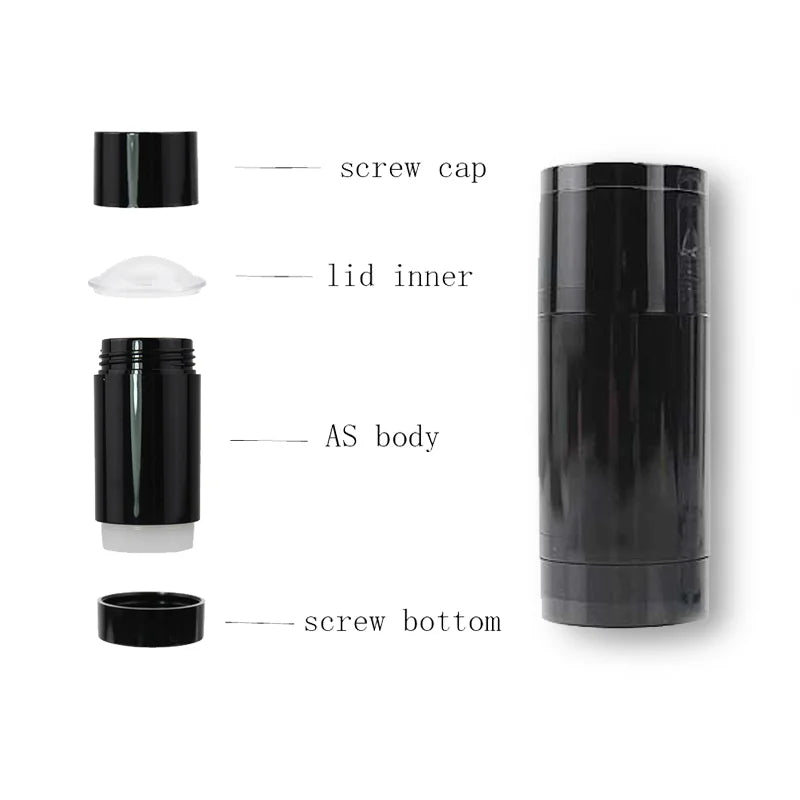 Tidesmit 75g matte black frosted deodorant container with twist-up mechanism for DIY cosmetic stick packaging