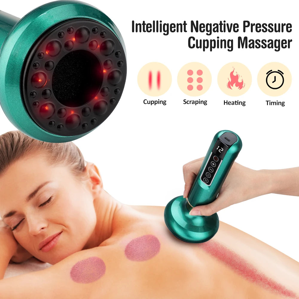 Electric Cupping Massager with Infrared Heat - 12 Gear Muscle Relief Body Shaping Massage Equipment Tidesmit