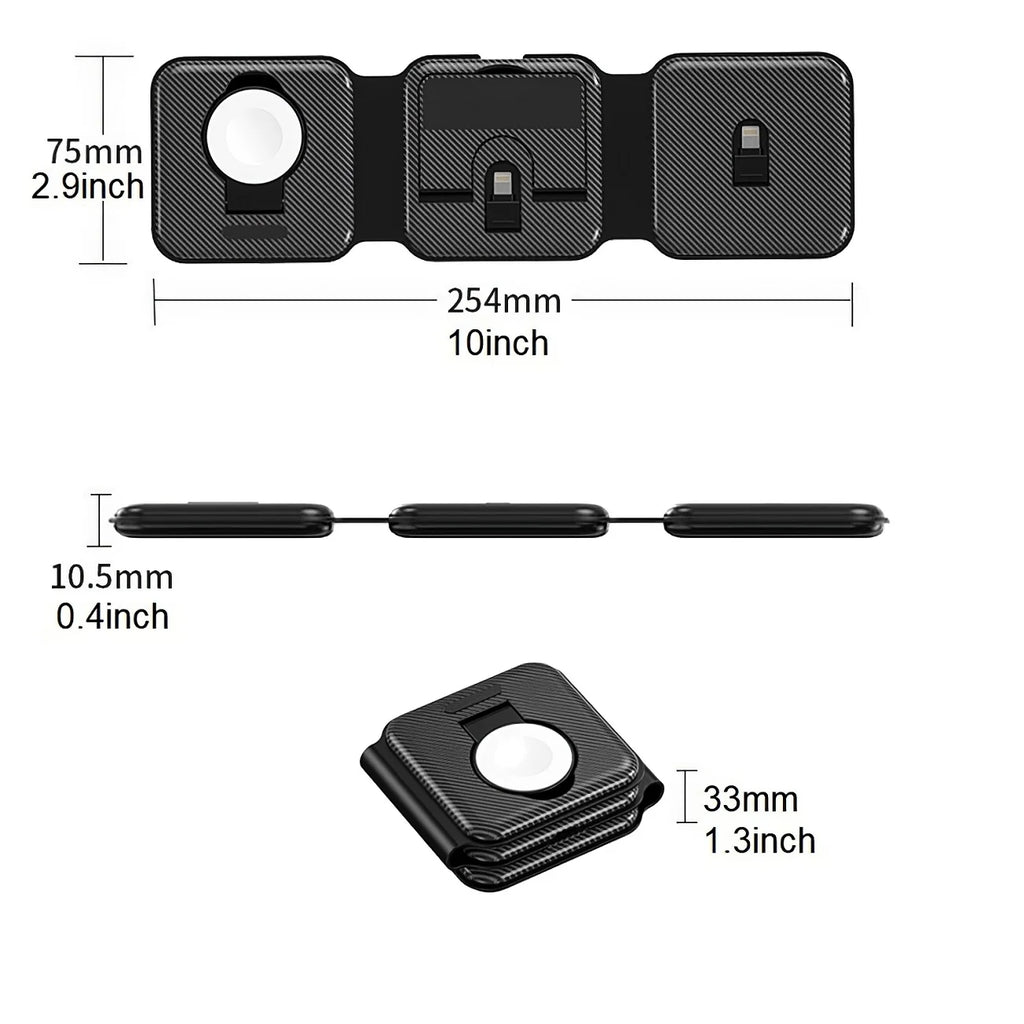 3-in-1 Magnetic Wireless Charging Station for iPhone and Apple Watch Tidesmit