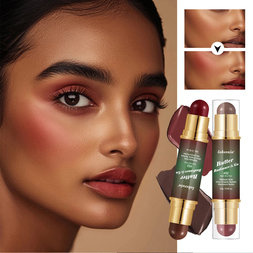 Tidesmit Double-Headed Bronzer Blush Stick showing texture detail of matte blush and glossy bronze multiuse cream