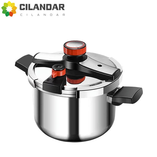 CILANDAR 304 stainless steel pressure cooker with red safety valve and black handles