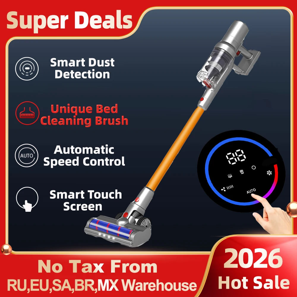 Tidesmit VC205 wireless handheld vacuum cleaner with 27000PA suction, smart dust sensor, and touch screen display