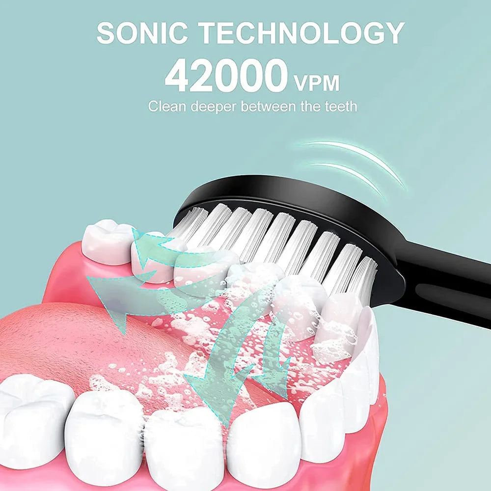 Sonic Electric Toothbrush Adult Smart Timing Tooth Brush Teeth Clean Whitening Fast USB Rechargeable Toothbrush Replacement Head