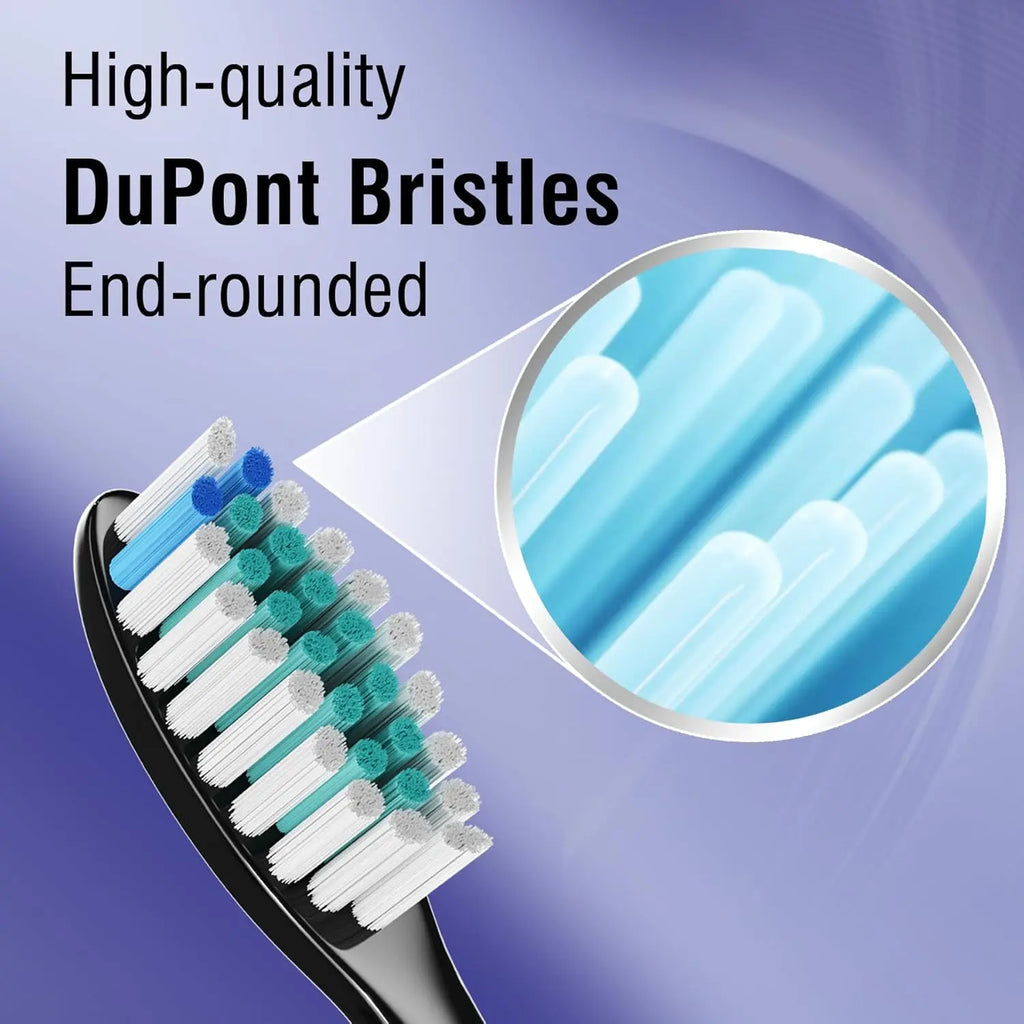 4Pcs Replacement Toothbrush Heads Compatible with Fairywill Electric Toothbrushes Only Fit Model P80 P11 P9 and T9 ,Black,white