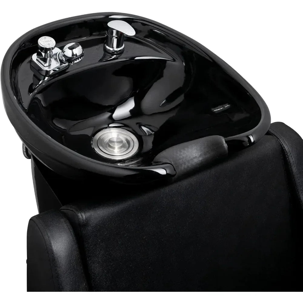 Salon Shampoo Backwash Unit - Black With Adjustable Footrest Massage Chairs Tidesmit