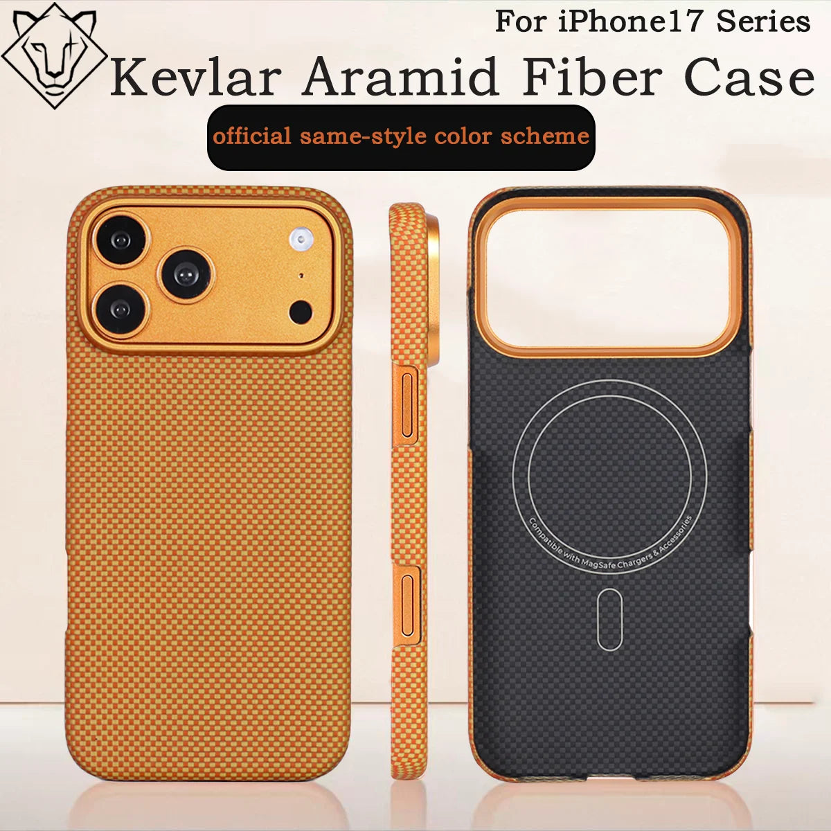iPhone 17 Pro Max Magnetic Case Aramid Fiber Slim Fit Orange Tidesmit