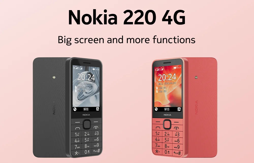 Nokia 220 2024 Version 215 4G Feature Phone 2.8 Inch Bluetooth FM Radio 1450mAh Bettery  Mobile Phone Type-C Port New