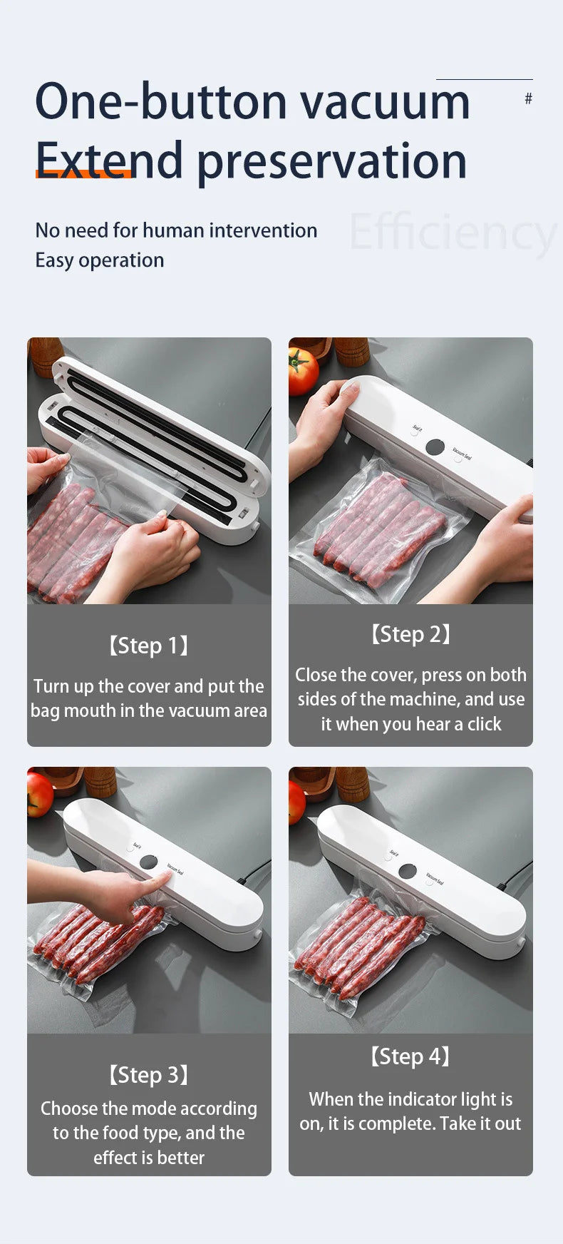 Automatic Vacuum Sealer Machine With 10pcs Free Food Saver Bags for Food Vegetables Fruits Nuts and Meat Storage Proof Sealer