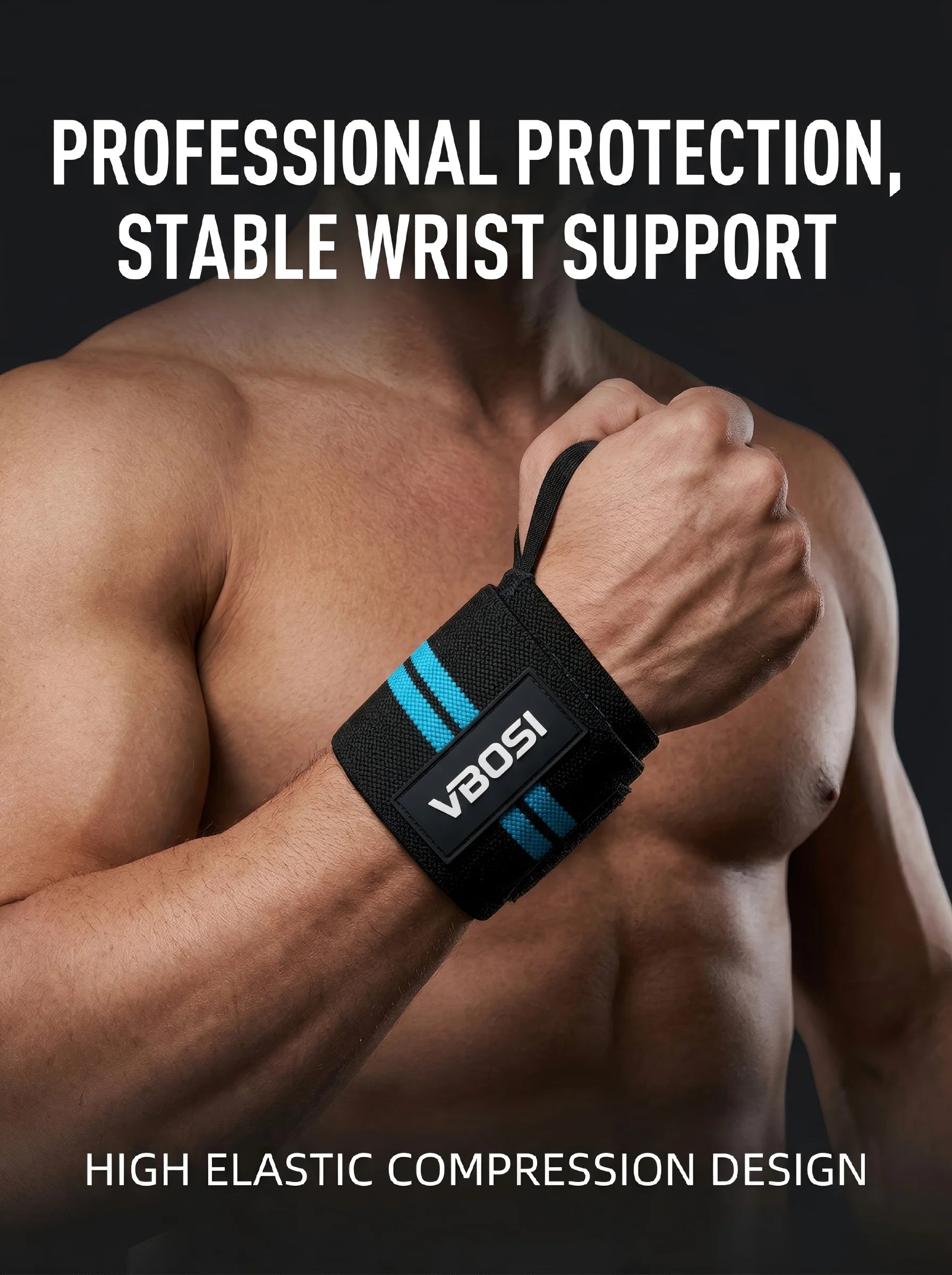 VBOSi Wrist Wraps Wrist Support Brace - Extra Strength Weight Lifting Wristband Bandage Straps for Fitness Gym Training