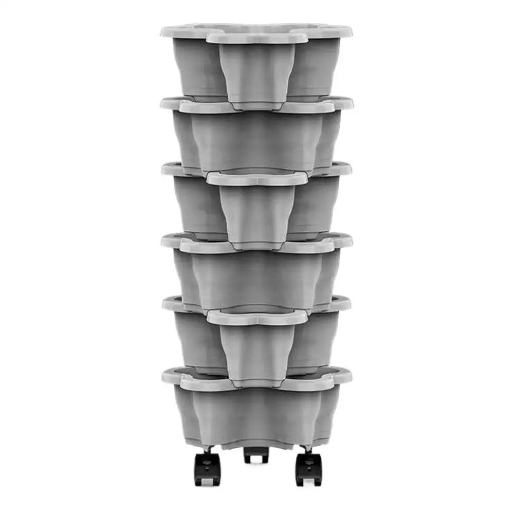Stackable Vertical Planter 4/5/6-Tier with Wheels Weatherproof Plastic Flower Pot Garden Towers for Vegetable Strawberry Planter