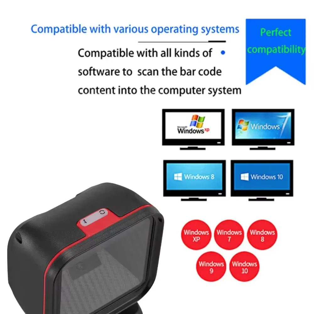 EVAWGIB 2D Barcode Scanner Desktop Omnidirectional Automatic 1D 2D QR code Data Matrix Bar code Reader Usb for Retail Supermarke