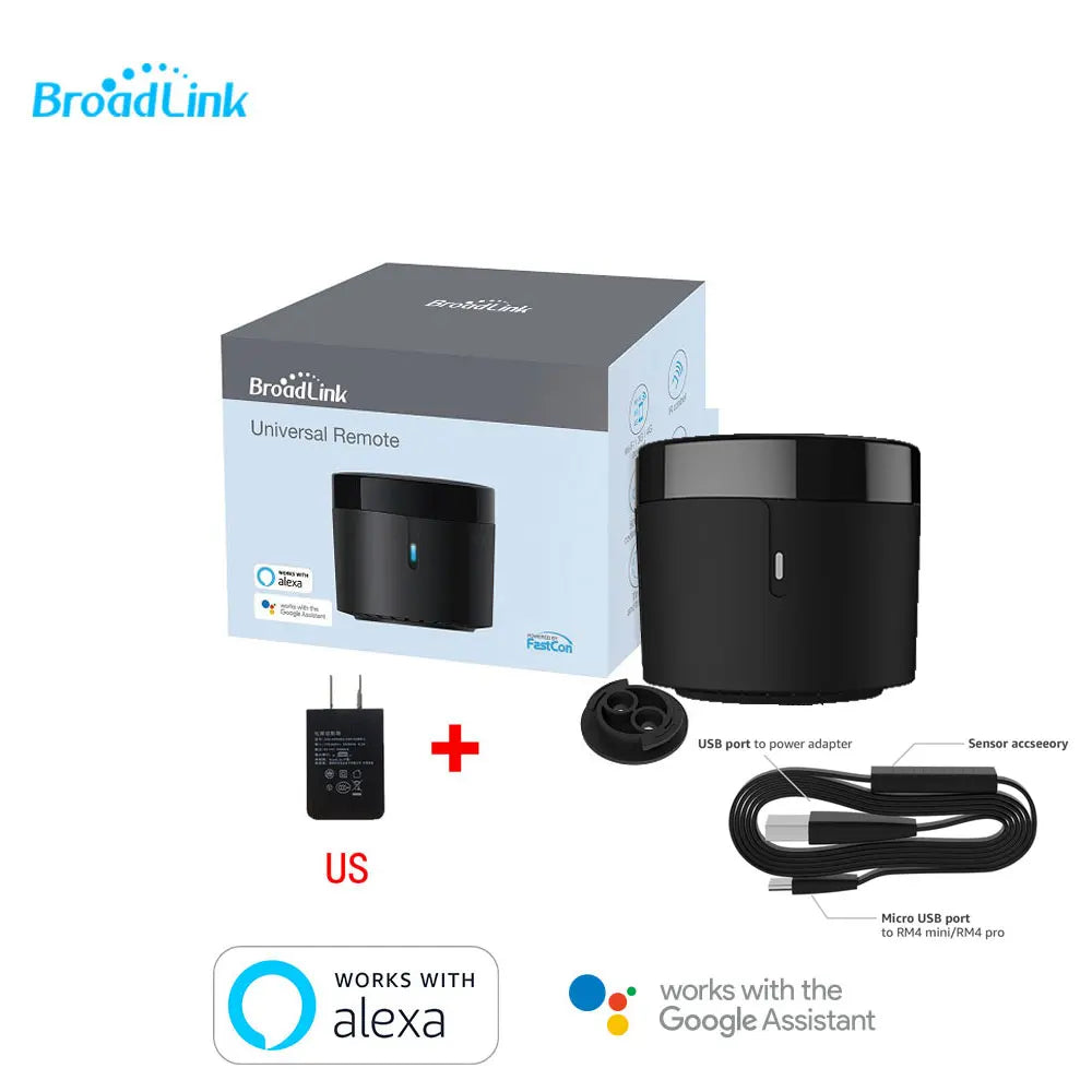 Smart universal remote hub kit with temperature/humidity sensor, US power adapter, cables