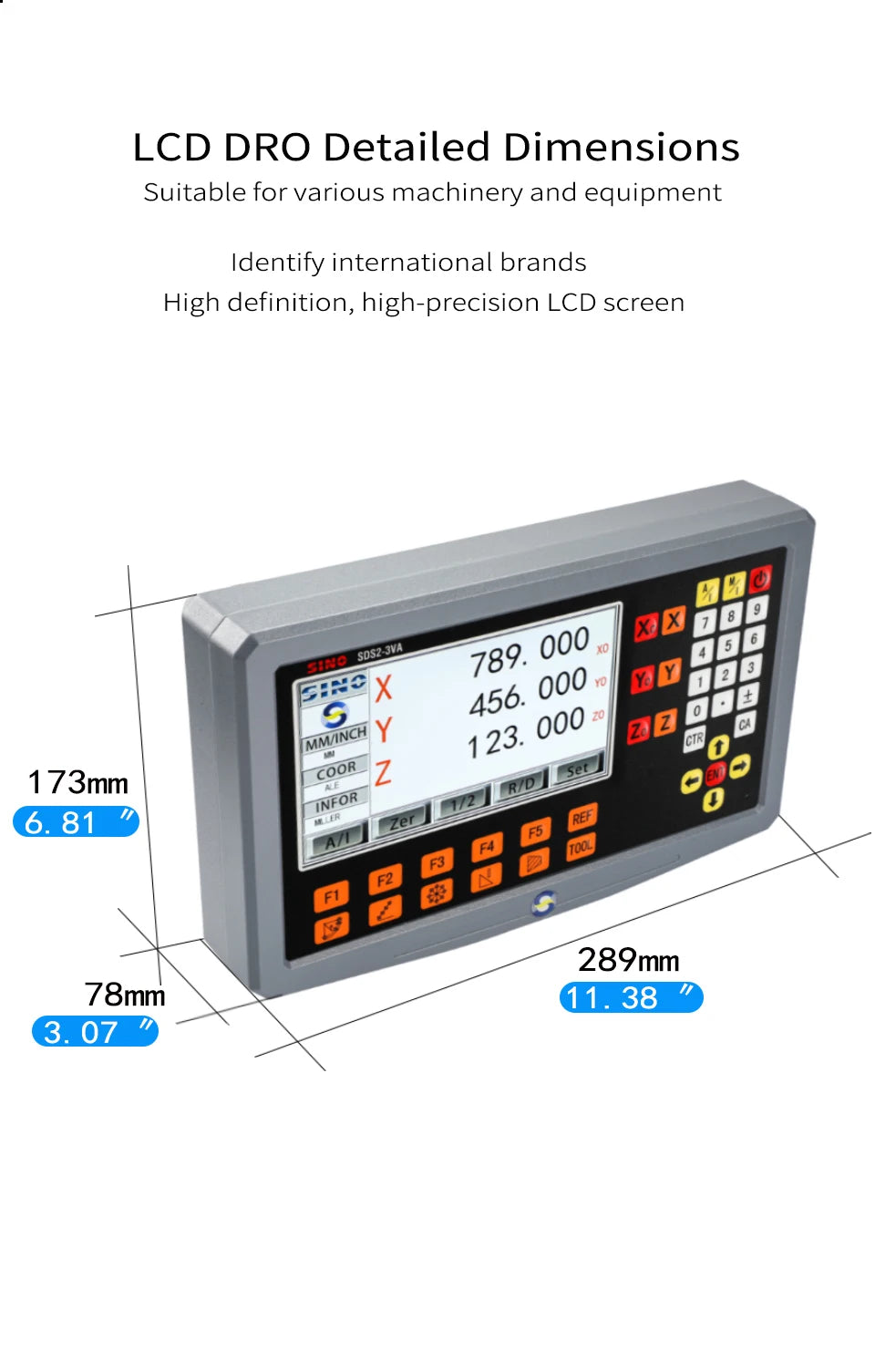SINO SDS2-3VA Set 3 Axis And 2 Axis LCD DRO Kit Digital Readout KA35 Glass Linear Scale Encoders For Lathe Grinder Milling