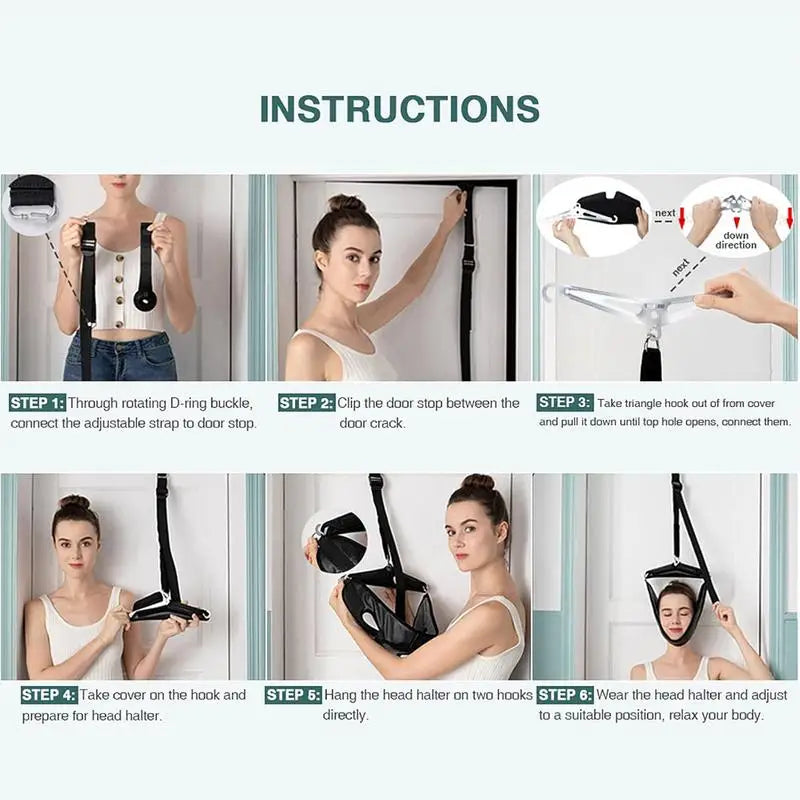 Neck Traction Device for Cervical Spine Relief - Ergonomic Wellness Kit Relaxation Treatment Tidesmit