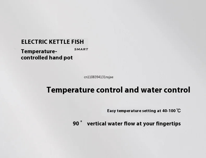 Smart Electric Fish Kettle with temperature control (40-100°C) and precision 90-degree pour spout for pour-over coffee.