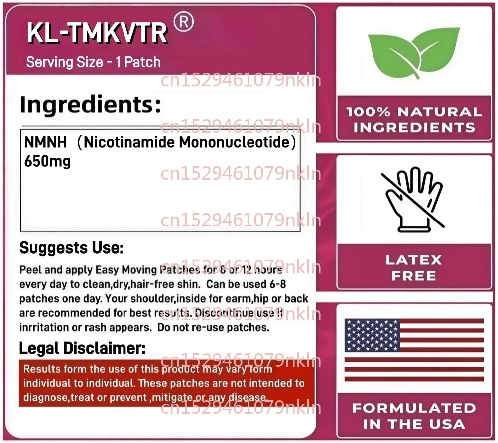 30 Patches NMNH（Nicotinamide Mononucleotide) Transdermal Patches NMN Supplement, NAD+ for Cellular Energy & Anti Aging
