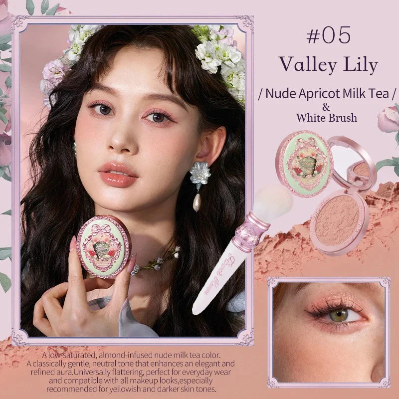 Tidesmit Flower Knows Strawberry Rococo embossed blusher swatch showing smooth long-lasting face makeup texture